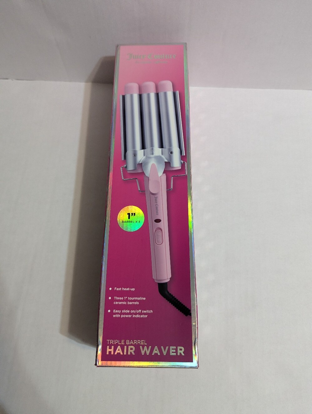 Juicy Couture Triple Barrel Hair Waver Pink Ceramic 1" Beach Waves NIB